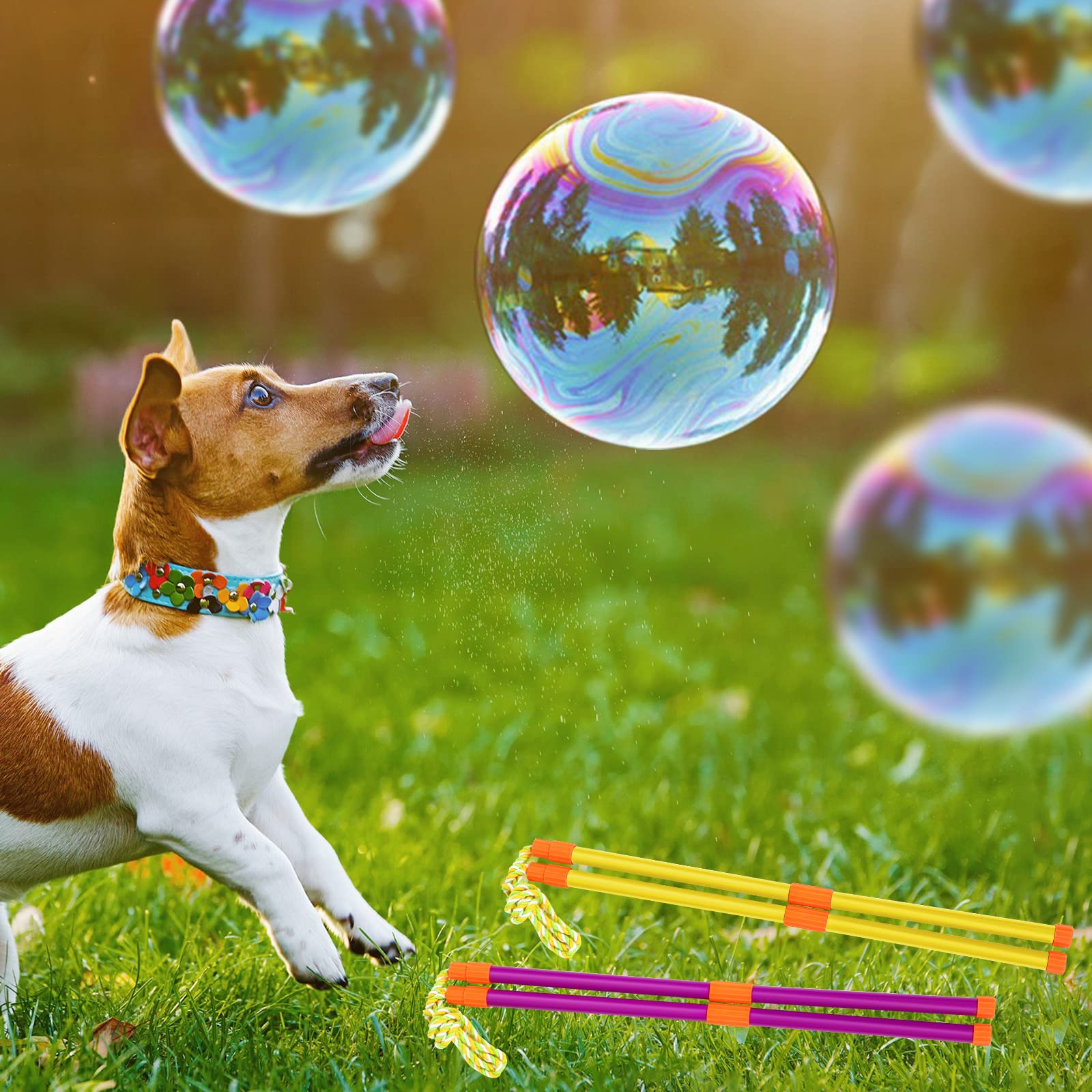 Junkin 20-Pack Giant Bubble Wands Kit - Large Bubble Maker for Outdoor Summer Fun - Perfect for Kids, Parties & Backyard Games - Boys & Girls Bubble Toy Set for Parks, Beaches & Birthday Celebrations