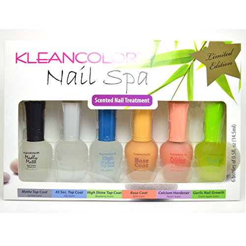 6 Kleancolor Polish Nail Spa Limited Edition Scented Nail Treatment Lacquer Set - Floral Fragrance Nail Polish Gift Set with Bonus Earrings for Manicure, Pedicure & Home Spa Days