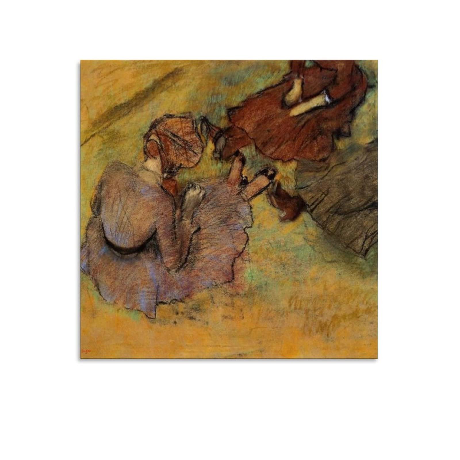 Edgar Degas 'Woman Seated on The Grass' Art Print - 20x20inch (50x50cm) Canvas Wall Art Poster, Framed or Unframed - Perfect for Living Room, Bedroom & Office Decor - Vintage French Impressionist Painting Reproduction