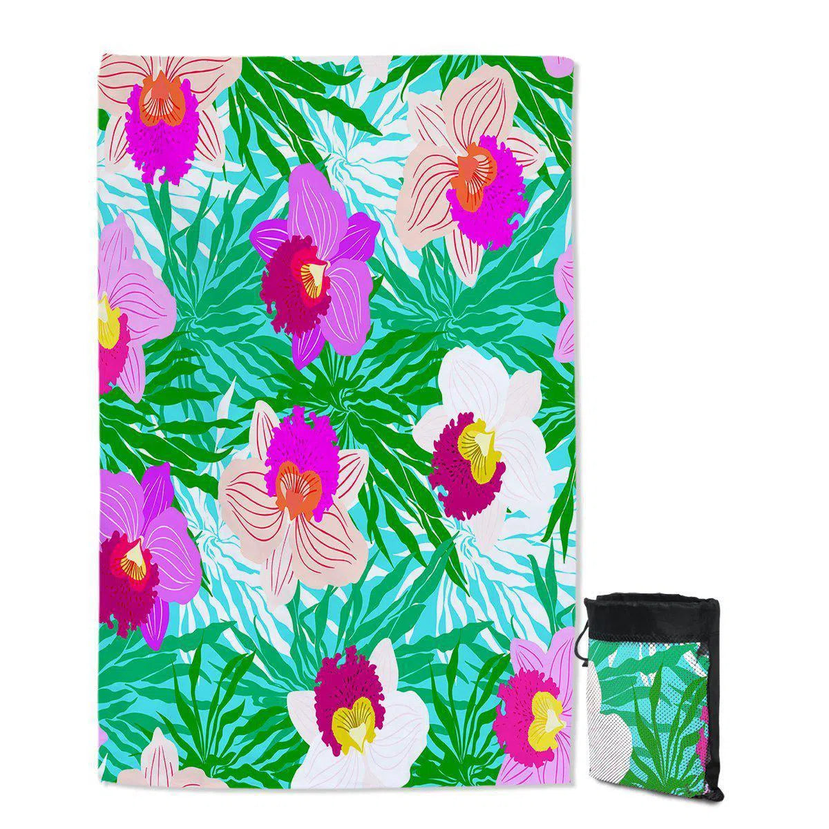 Orchid Passion Sand Free Beach Towel - Quick Dry, Lightweight & Ultra Absorbent for Pool, Beach, and Outdoor Activities