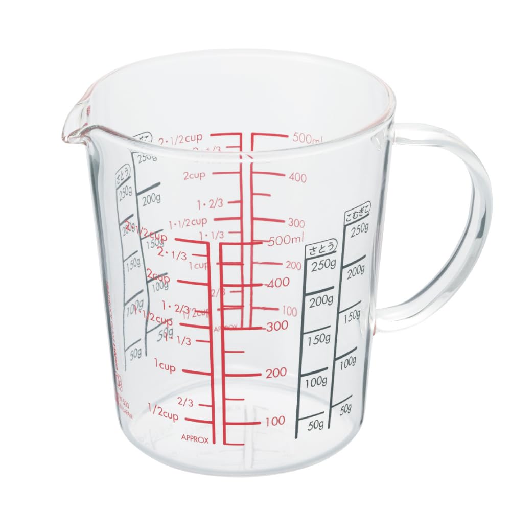 Hario Heatproof Glass Measuring Cup with Handle - 500ml (16.9 oz) for Coffee, Tea, Baking & Kitchen Measuring - Durable Borosilicate Glass for Hot & Cold Liquids