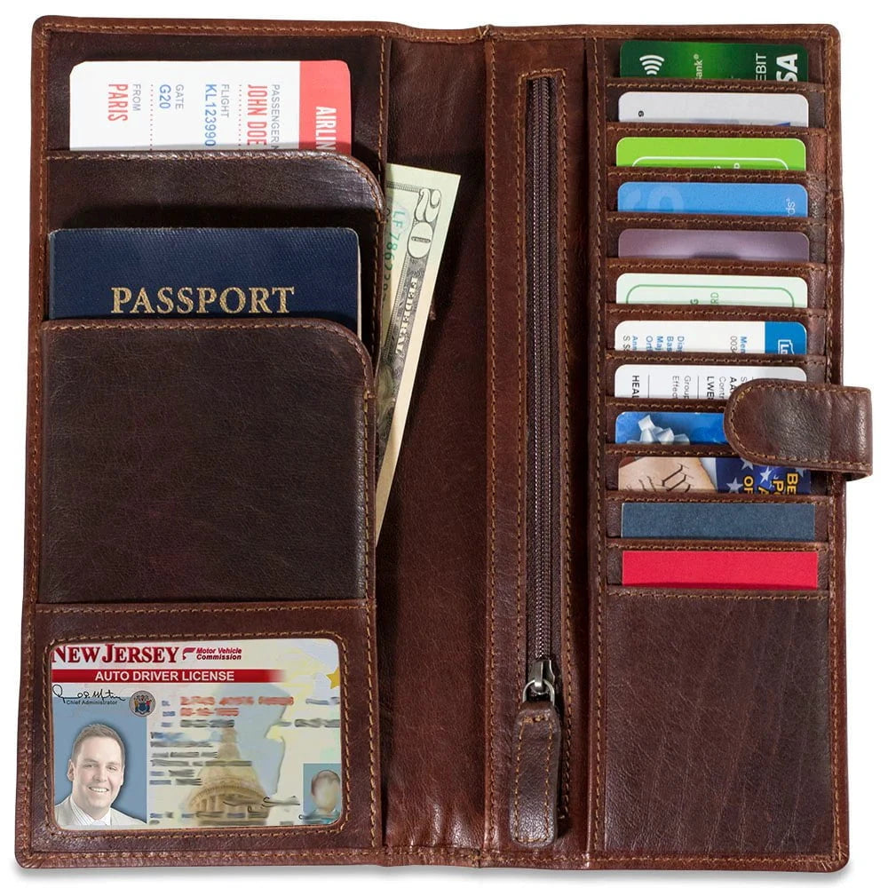 Jack Georges Travel Wallet - RFID Blocking Leather Passport Holder for Men & Women - Perfect for Airplane, Cruise, and International Travel Accessories