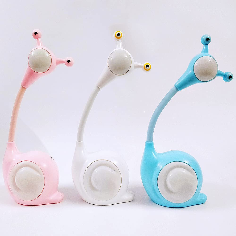 Fantasee Snail LED Desk Lamp - USB Rechargeable Touch Dimmable Night Light for Kids, Nursery, Bedroom, Dorm - Perfect for Reading, Study & Birthday Gifts (White Snail)