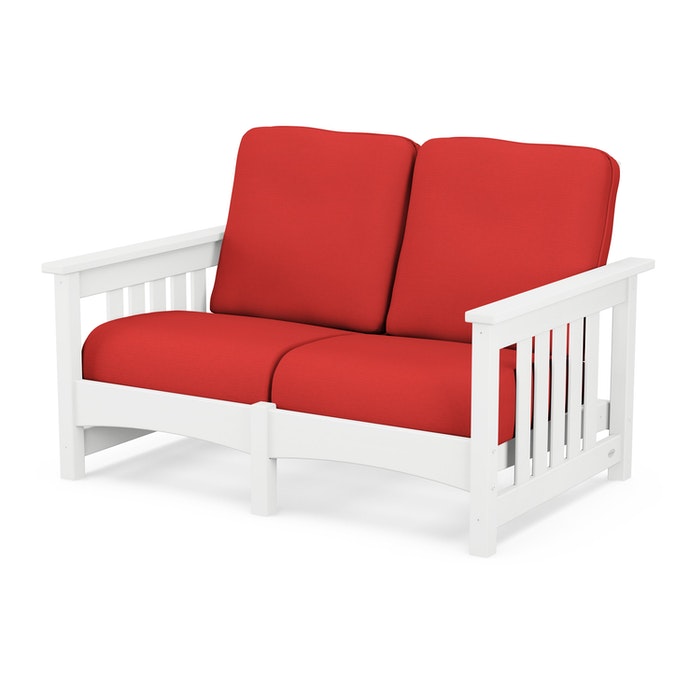 POLYWOOD Mission Settee - Durable Outdoor Patio Furniture Set with Weather-Resistant HDPE Material - Perfect for Garden, Poolside, and Backyard Relaxation