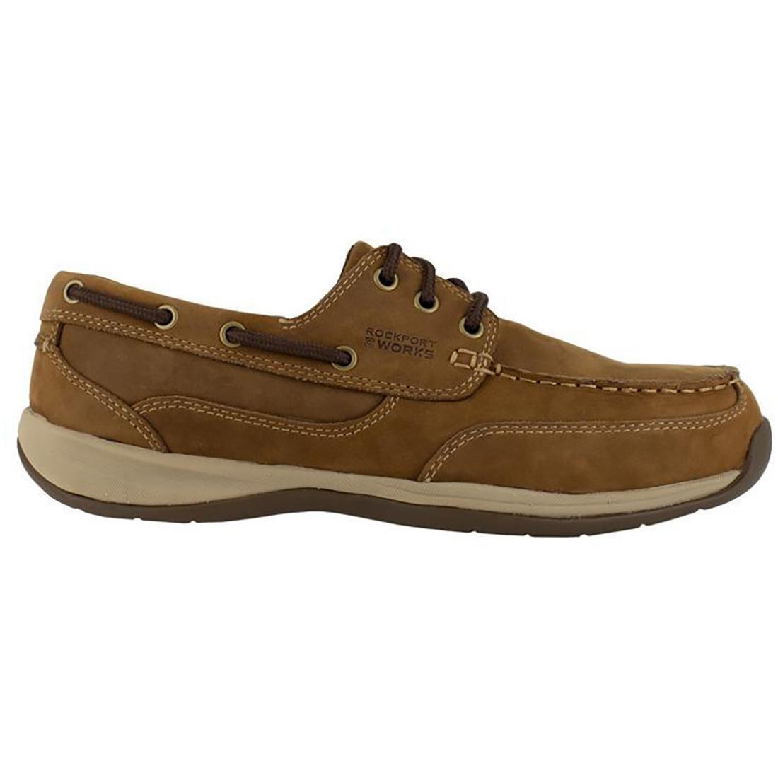 **Steel Toe Slip-On Work Shoes for Men - Brown Sailing Club Safety Shoes - Comfortable & Durable for Construction, Warehouse & Outdoor Work**