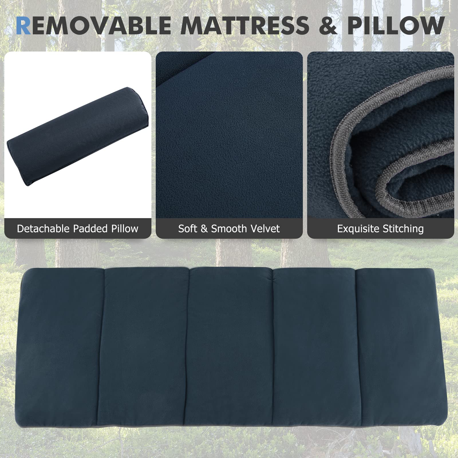 **Tangkula Heavy Duty Camping Cot for Adults - Portable Folding Sleeping Cot with Removable Mattress, Pillow & Side Pocket - Indoor Outdoor Cot Bed with Carry Bag - Perfect for Travel, Camping, Office & Home Use (Blue)**