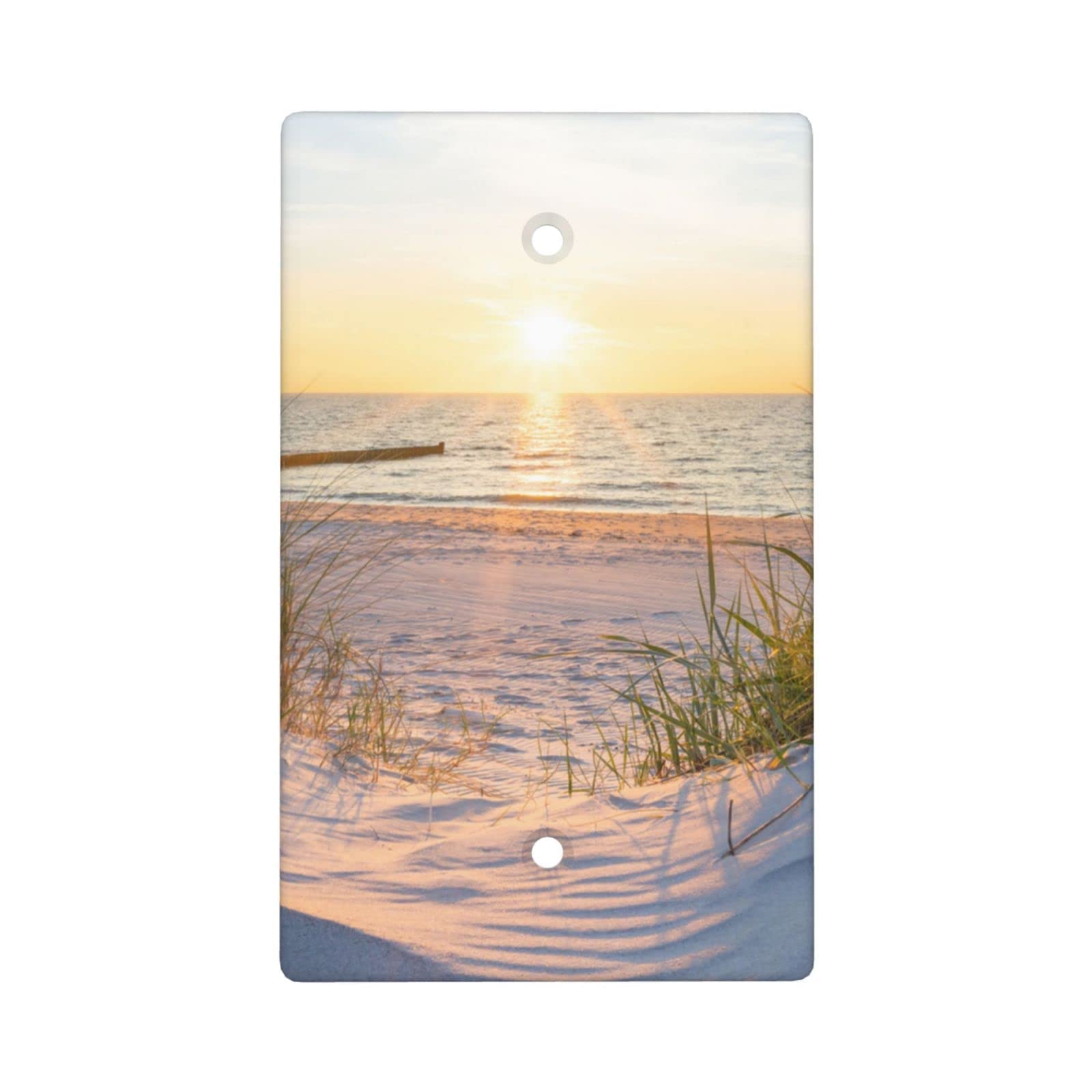 XRELZRS 1 Gang Blank Wall Plate Cover - Decorative No Device Switch Plate, Standard Size Light Switch Faceplate - Beach & Ocean Theme for Home Decor, Bedroom, Living Room, Bathroom