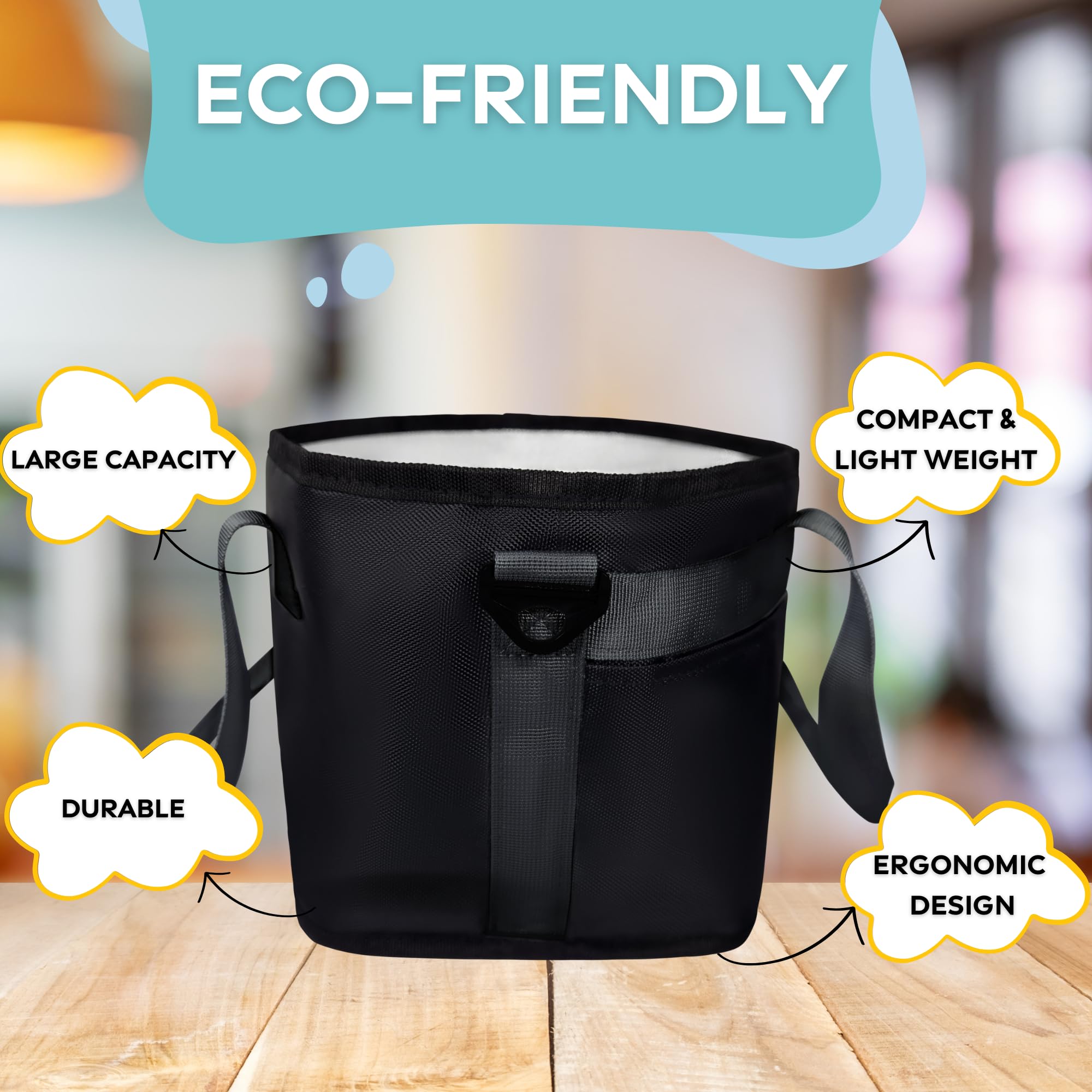 1680D Insulated 4 Cup Drink Carrier Tote - Reusable Coffee Cup Bag with Adjustable Dividers | Portable & Secure Beverage Caddy for Hot & Cold Drinks | Family Size | Perfect for Coffee Shops, Picnics & Road Trips