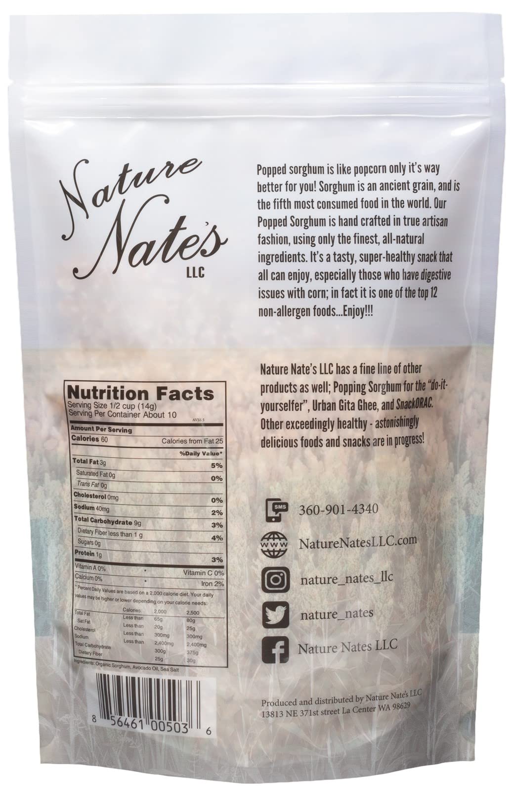 Nature Nate’s Organic Popped Sorghum with Avocado Oil & Sea Salt - Keto, Gluten Free, Whole 30 Approved Healthy Snack - Better Than Popcorn, Made in USA - 5 Ounce - Perfect for Movie Nights, Office Snacks & On-the-Go Munching