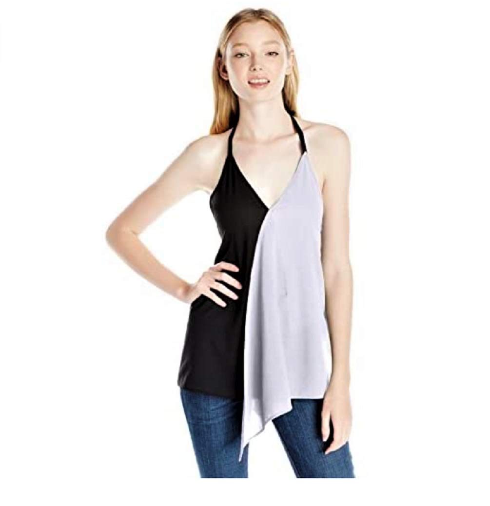 Rampage Juniors Faux Wrap Colorblock Halter Cami Top for Girls - Stylish Summer Tops for Teens, Casual Wear & Beach Outfits