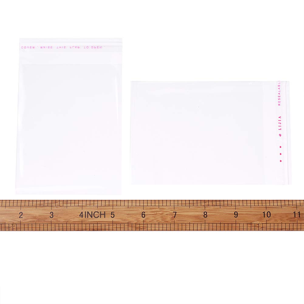 1000pcs 4.13x3.54inch (105x90mm) Clear Resealable OPP Plastic Bags with Self-Adhesive Seal - Perfect for Bakery, Candy, Soap, Cookies, Jelly & Chocolate Packaging - Food Safe Transparent Poly Bags for Retail, Storage & Gift Wrapping