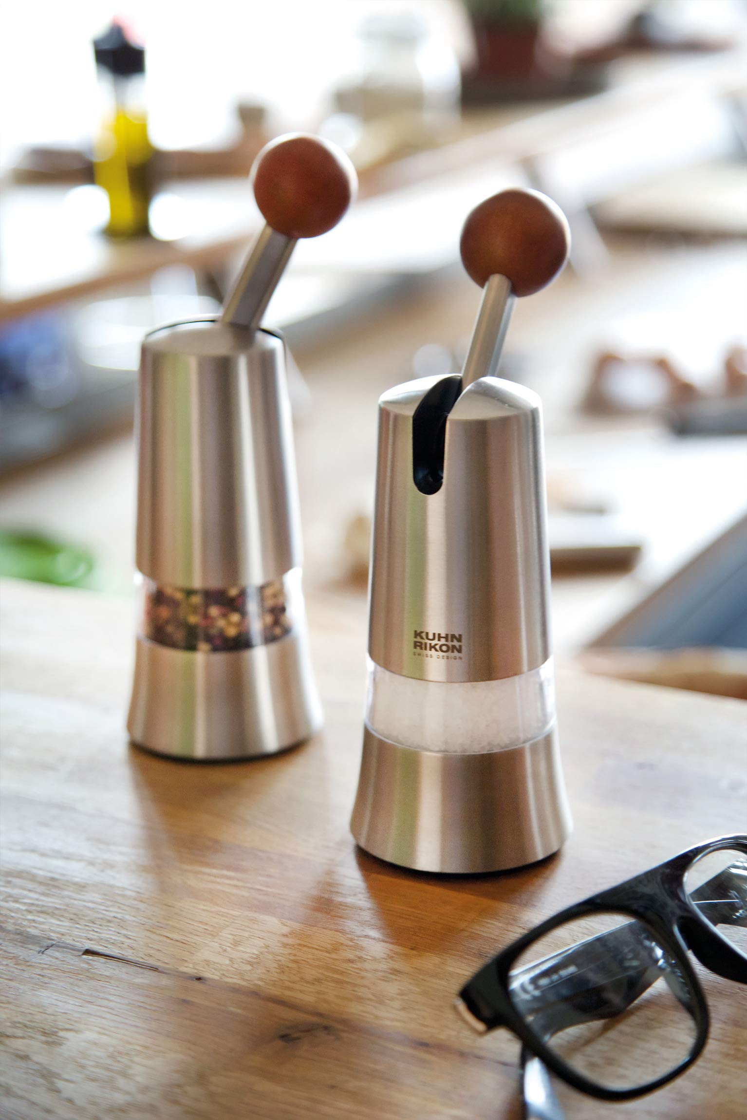 Kuhn Rikon Epicurean Adjustable Ratchet Grinder - Premium Ceramic Mechanism for Salt, Pepper & Spices - 8.5