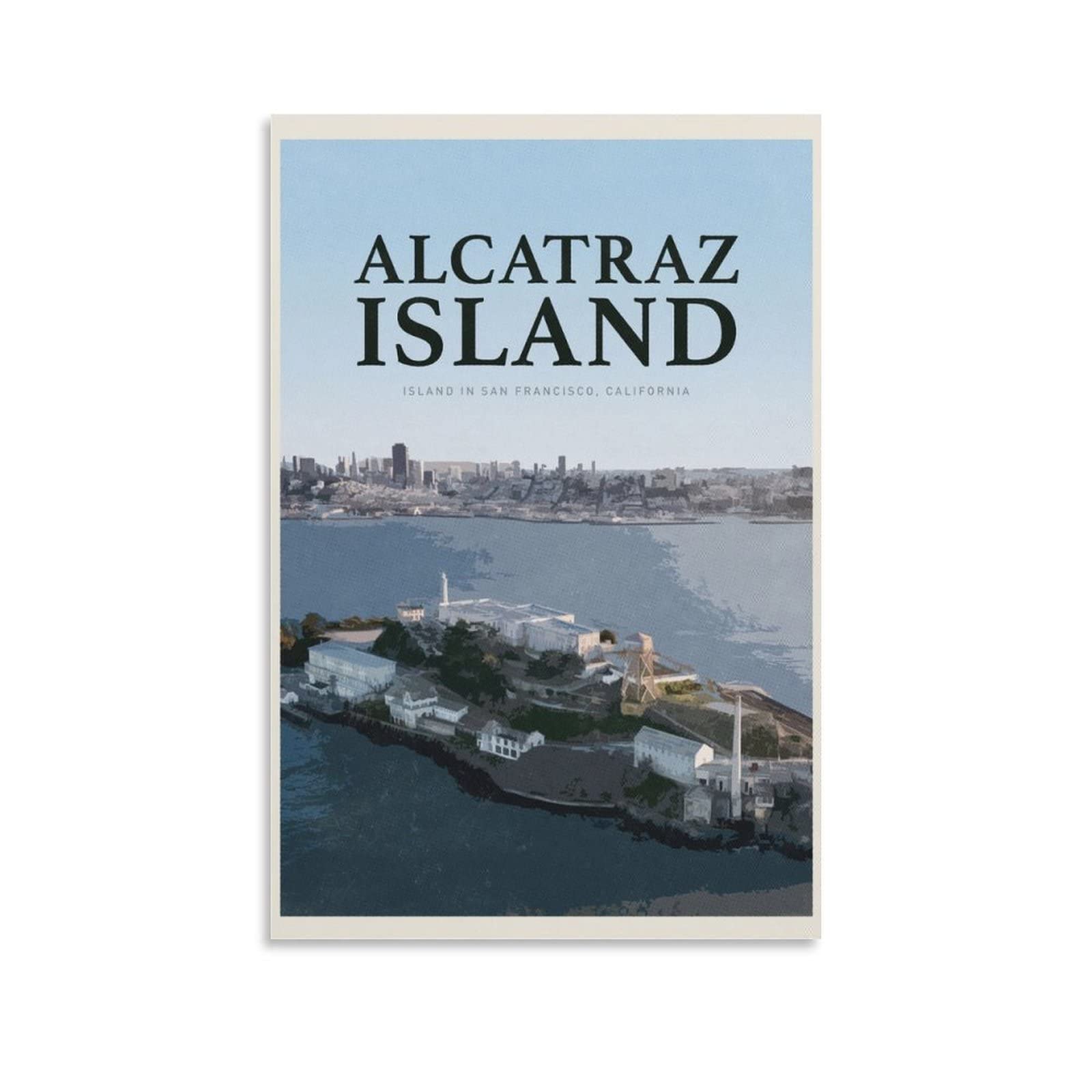 Vintage Alcatraz Island Travel Poster - California Prison Art Print Canvas Wall Decor for Living Room, Bedroom & Office - Perfect for Home Decor, Gifts & History Lovers