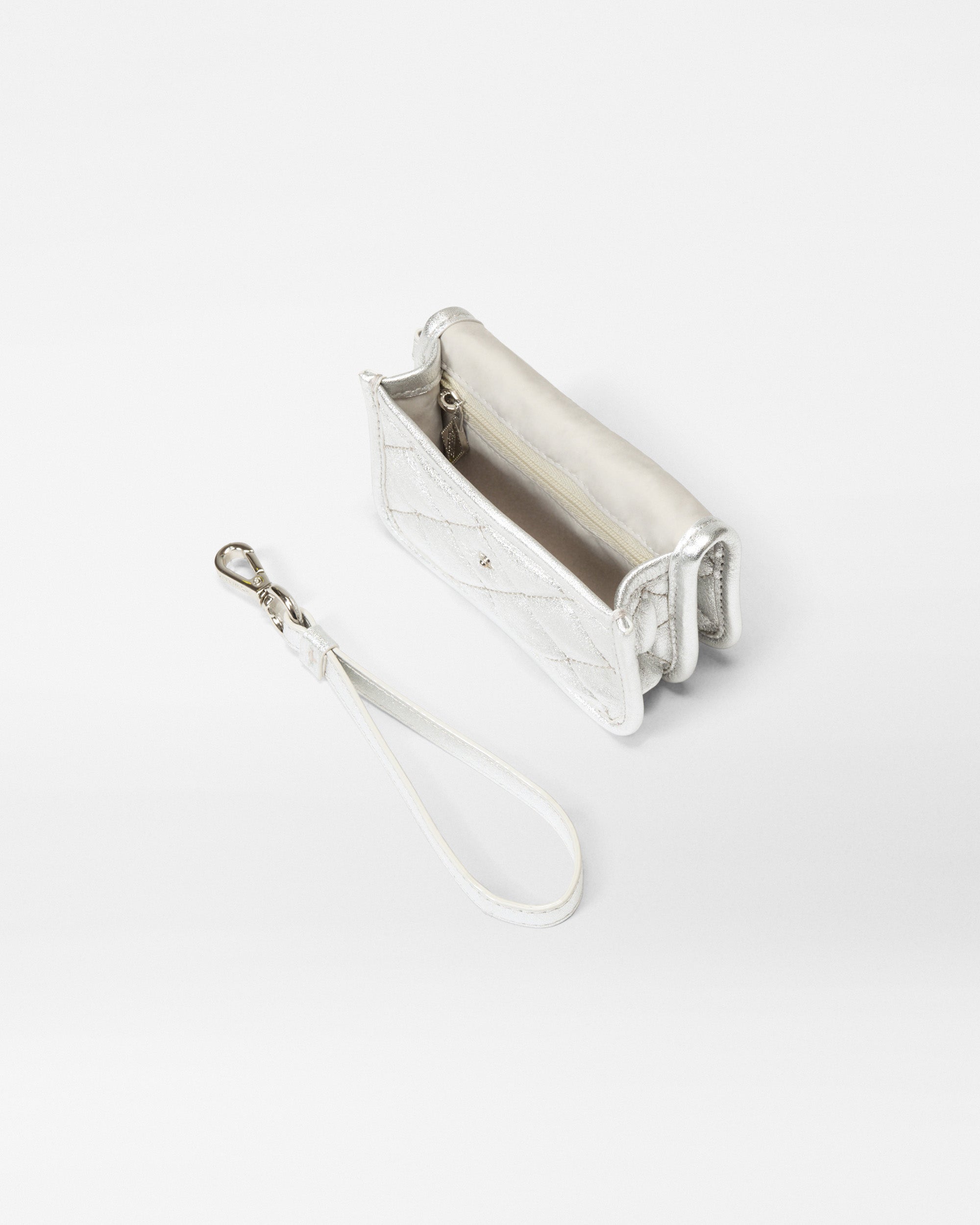 Silver Leather Metro Snap Wristlet - Stylish RFID Blocking Wallet for Women - Perfect for Travel, Shopping & Everyday Use