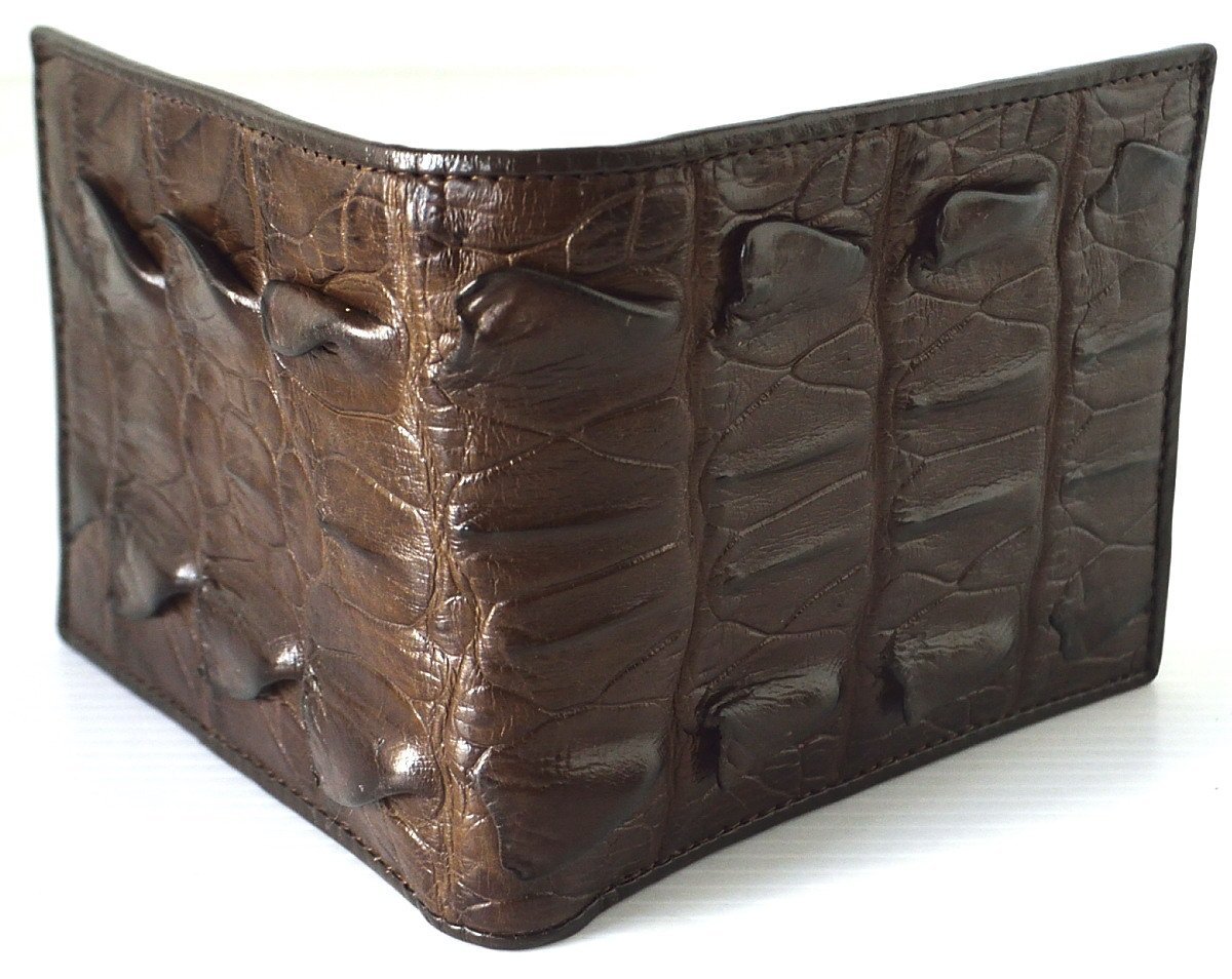 Premium Men's Bifold Crocodile Leather Wallet - Genuine Big Tail Skin, Dark Brown - Perfect for Everyday Use & Luxury Gift Giving