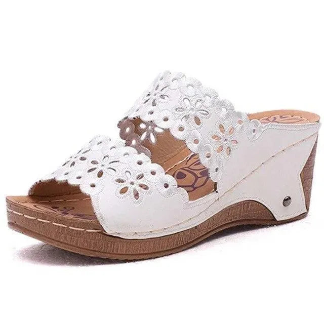 Women's Comfortable Slip On Wedge Sandals - Casual Summer Shoes for Walking, Beach & Outdoor Activities