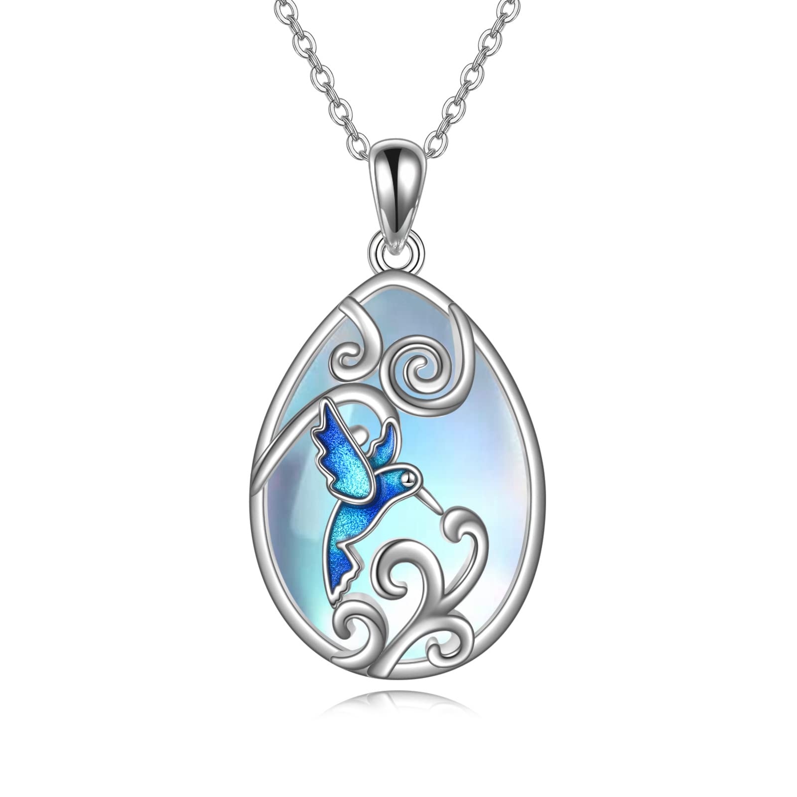 YAFEINI Sterling Silver Moonstone Pendant Necklace - Bee, Dragonfly, or Hummingbird Design - Elegant Jewelry Gift for Women & Teen Girls | Perfect for Birthdays, Anniversaries & Special Occasions