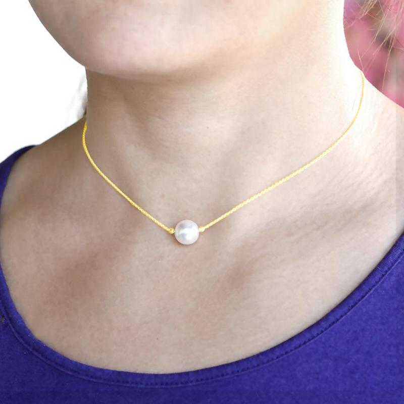 24K Gold Plated Genuine Pearl Choker Necklace for Women - Elegant Bridal Jewelry, Wedding Gift & Evening Party Accessory