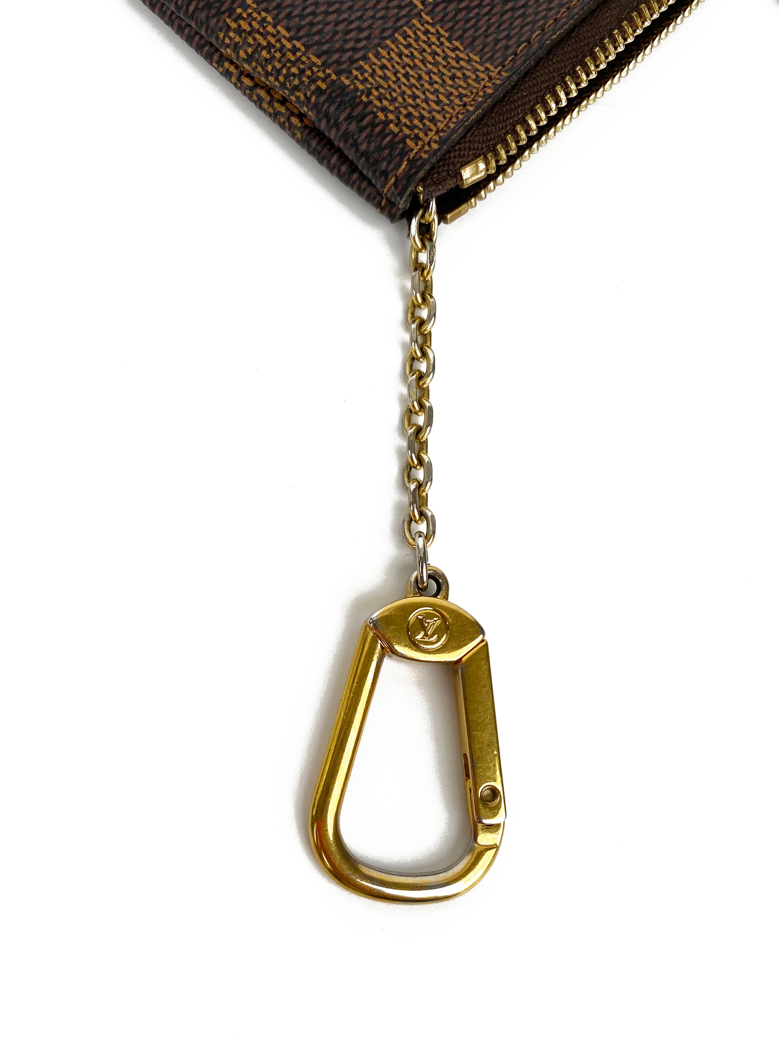 Louis Vuitton Damier Ebene Key Pouch - Genuine Leather Key Holder Wallet for Women & Men - Perfect for Organizing Keys, Cards & Coins (Ideal for Travel, Daily Use & Gift)