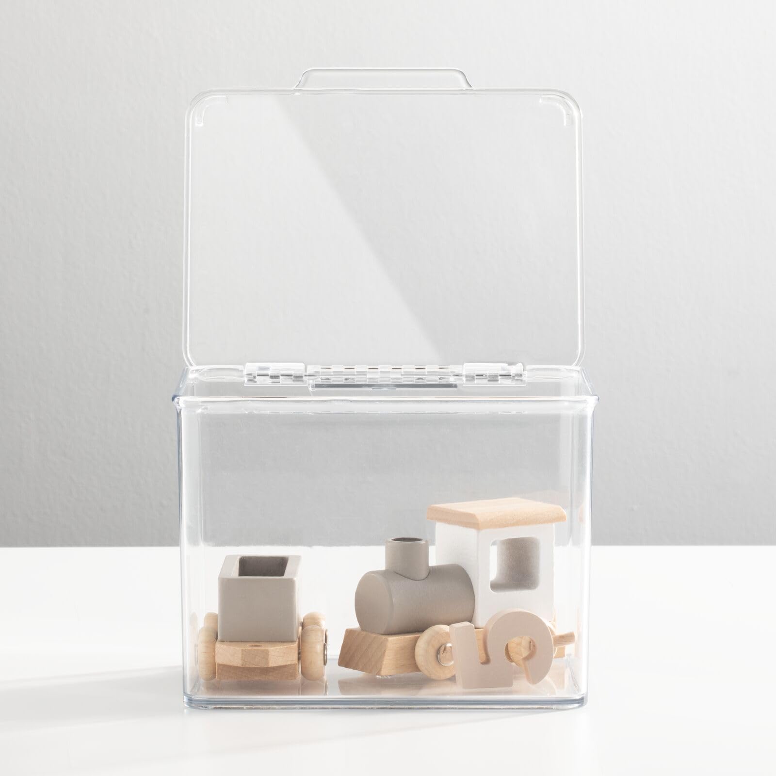 mDesign Clear Plastic Playroom & Gaming Storage Organizer Boxes with Hinged Lids - 8-Pack Toy Organizer for Shelves & Cubbies - Holds Blocks, Puzzles, Markers, Game Controllers - Perfect for Kids' Rooms, Playrooms & Game Stations (Lumiere Collection)
