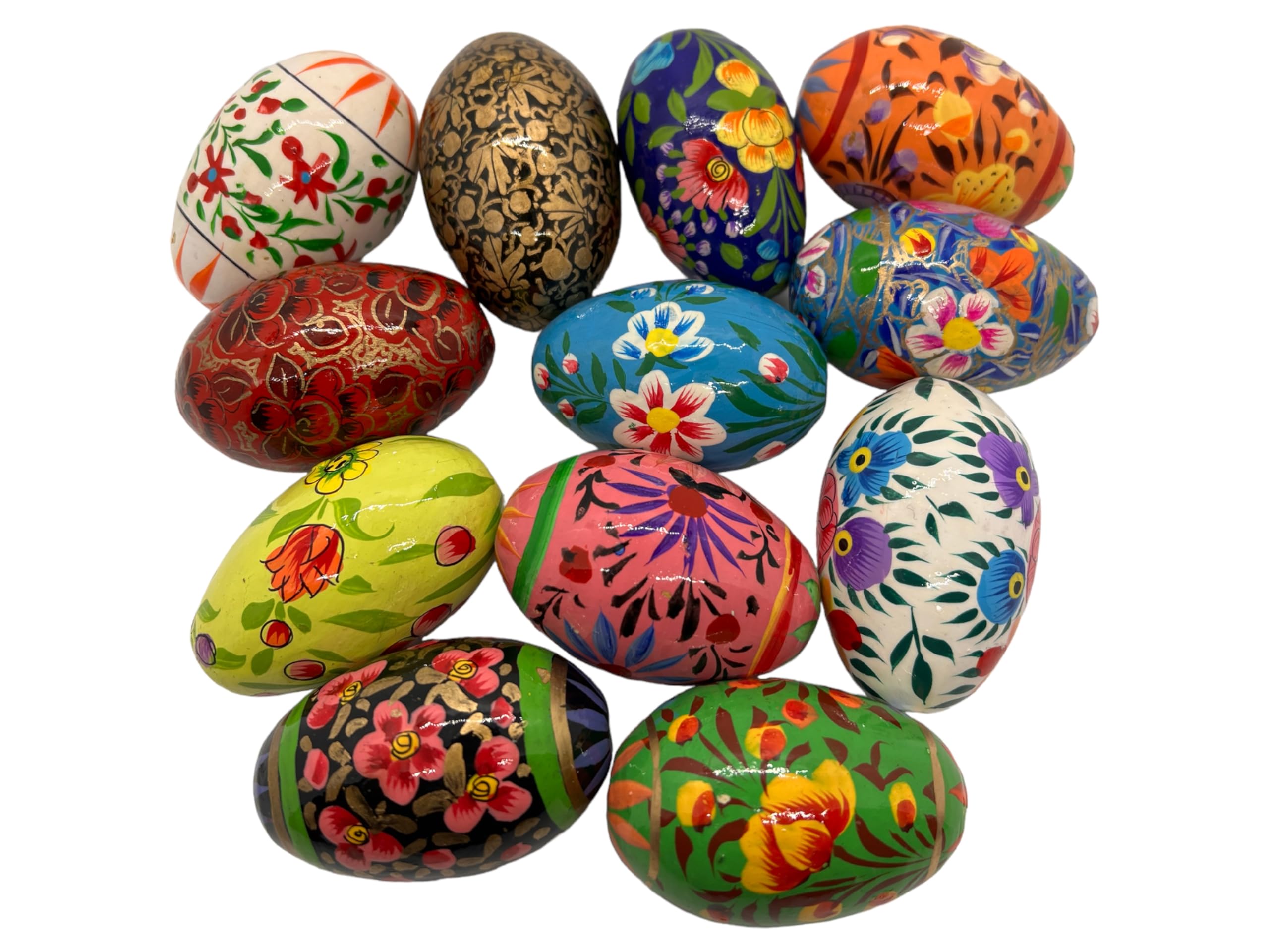 Hand Painted Wooden Easter Eggs - Eco Friendly & Lightweight Kids Safe Pisanki Style Decorations (Set of 8) - Perfect for Easter Basket Stuffers, Spring Home Decor & Holiday Crafts