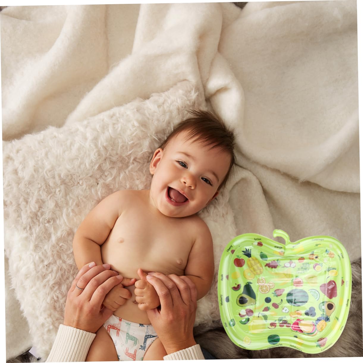 **HEMOTON Inflatable Water Play Mat - Floating Pool Cushion for Kids, Durable Fruit Design Outdoor Play Pad (Green) - Perfect for Swimming Pools, Lakes, and Beach Fun**