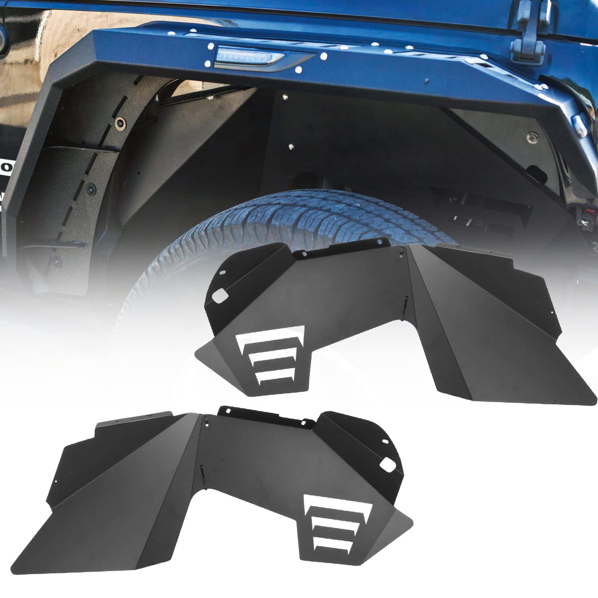 ROXX Road Front Inner Fender Wheel Well Liners for 2007-2018 Jeep Wrangler JK & JKU - Compatible with 2/4 Door Models - Durable Protection Against Mud, Rocks & Debris for Off-Road Adventures