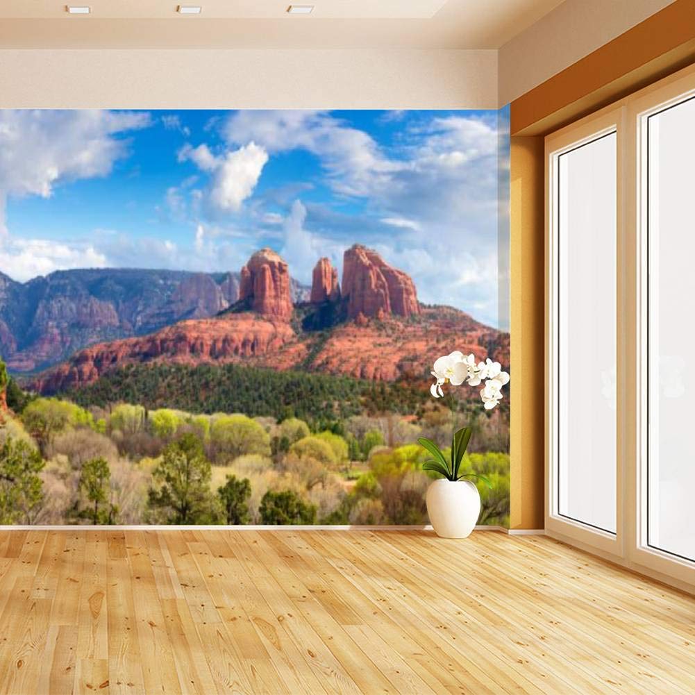 Peel and Stick Wallpaper - Cathedral Rock Sedona Desert Landscape Self-Adhesive Vinyl Film Roll | Large Removable Wall Mural for Living Room, Bedroom & Home Decor
