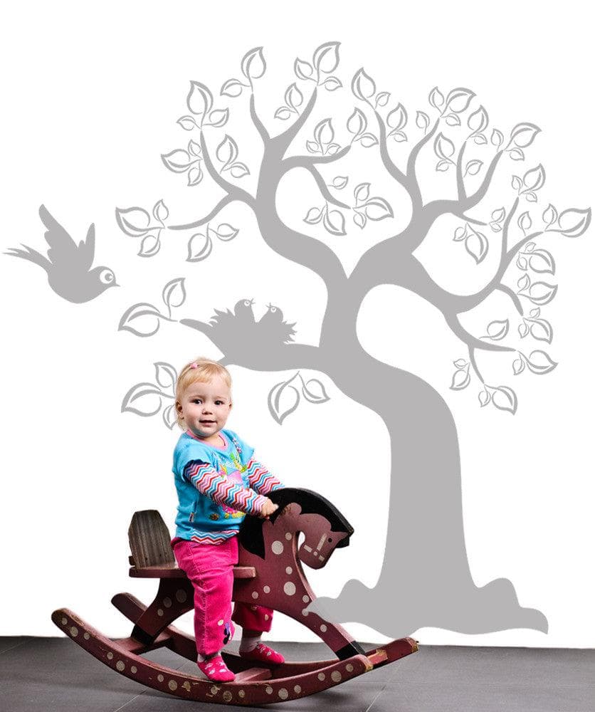 Vinyl Wall Decal Sticker - Elegant Bird and Tree Design #OS_ES102 - Perfect for Nursery, Bedroom, and Home Decor