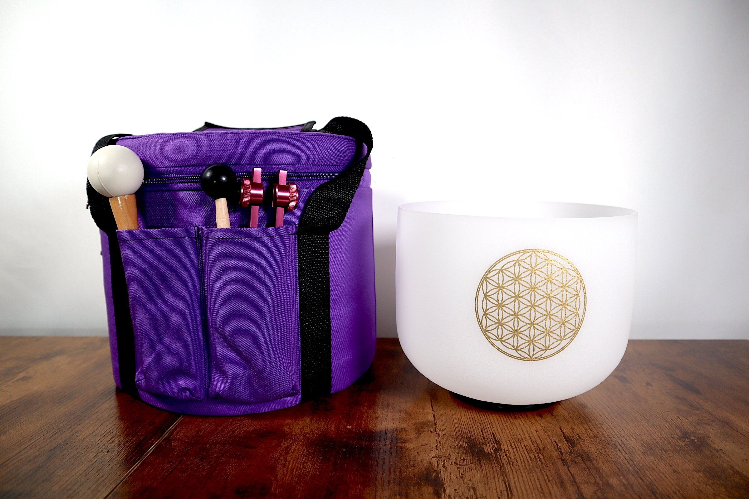432Hz Flower of Life F Note Heart Chakra Singing Bowl with 528Hz Solfeggio Tuning Fork Set - Includes Cushion, Mallet, Striker & Padded Carry Case for Meditation, Sound Healing & Chakra Balancing