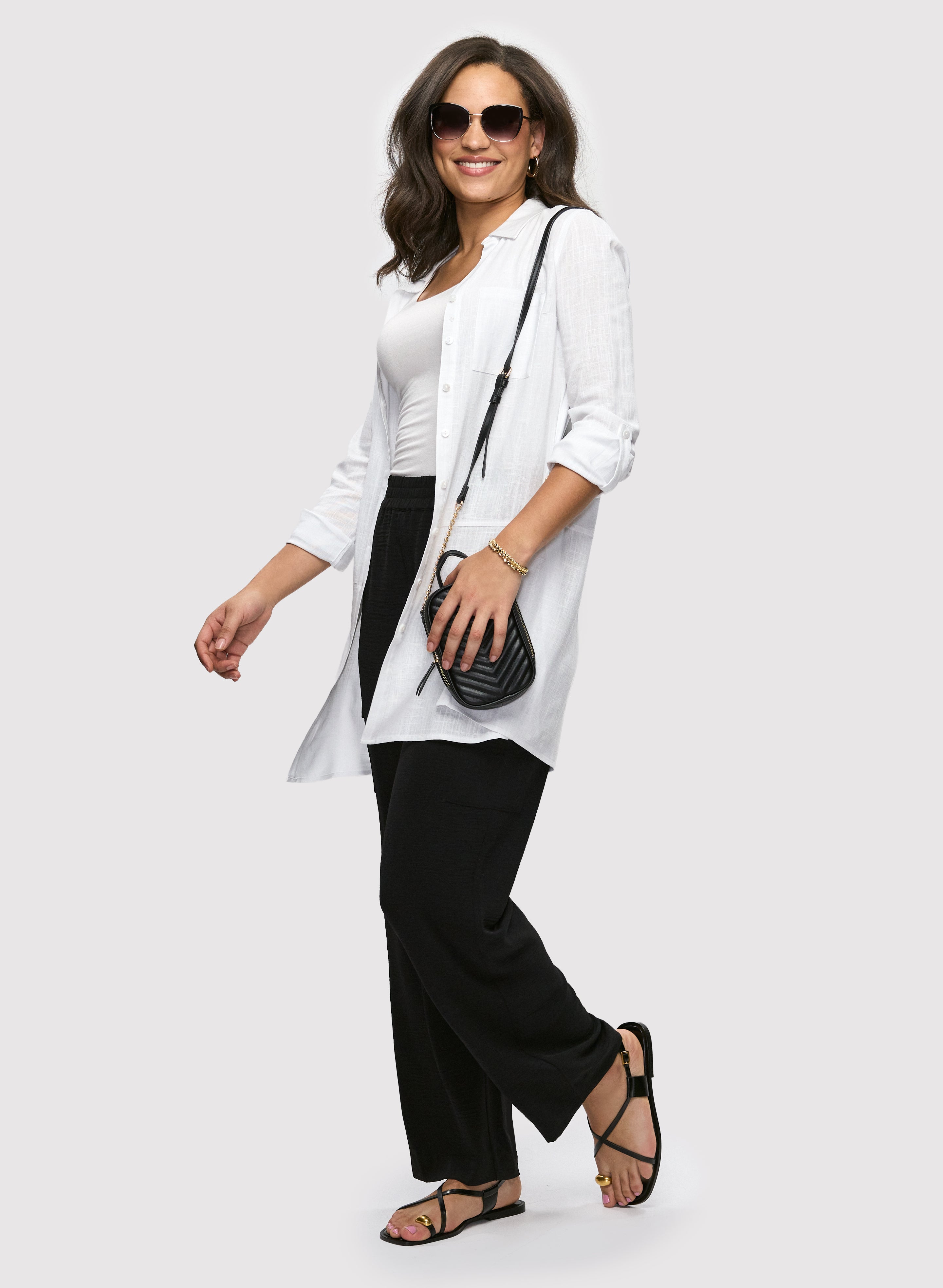 Women's Button Front Linen Tunic Top & Wide Leg Cargo Pants Set - Summer Boho Outfit for Casual Wear, Beach Vacation, and Street Style Fashion