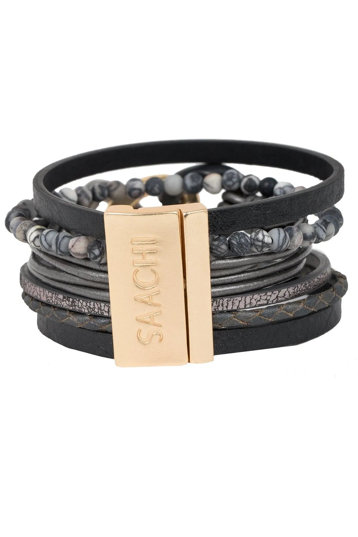 Chunky Curb Chain Leather Bracelet for Women - Stylish Adjustable Leather Wrap Bracelet with Metal Chain - Perfect for Casual Wear, Boho Fashion & Everyday Accessories