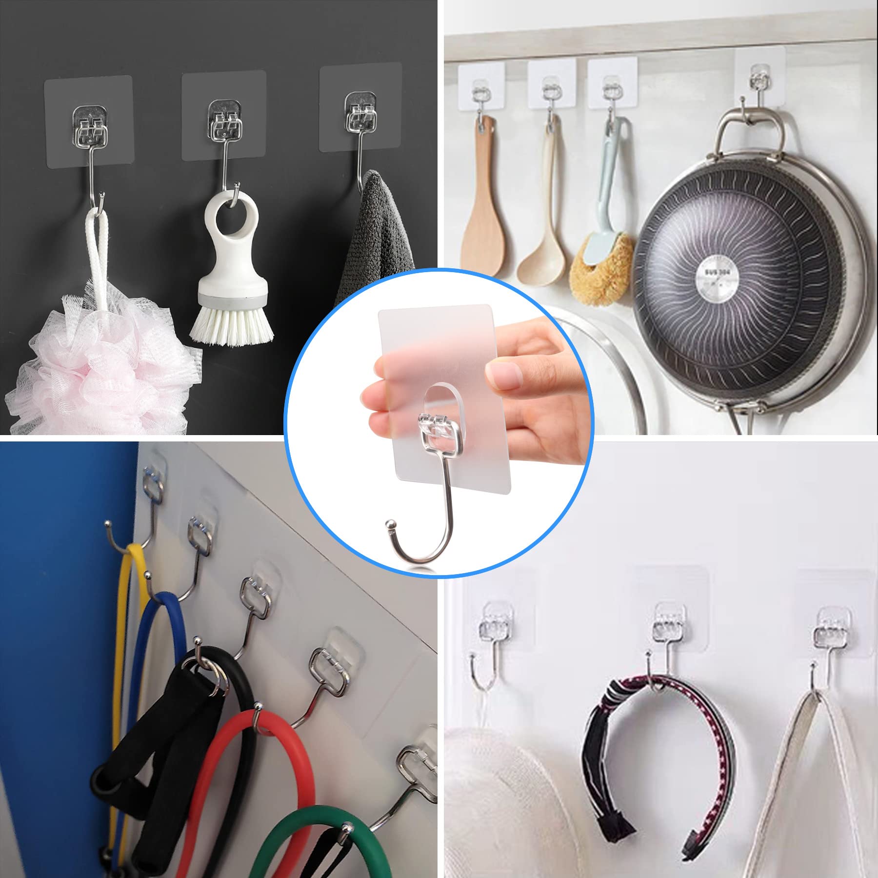 Antimbee Heavy Duty Adhesive Hooks - 20 Pack Large Wall Hangers (37 lb Max Weight Capacity) for Home, Bathroom, Kitchen, Office & Outdoor Use - Perfect for Hanging Wreaths, Towels, Utensils, Decor & More