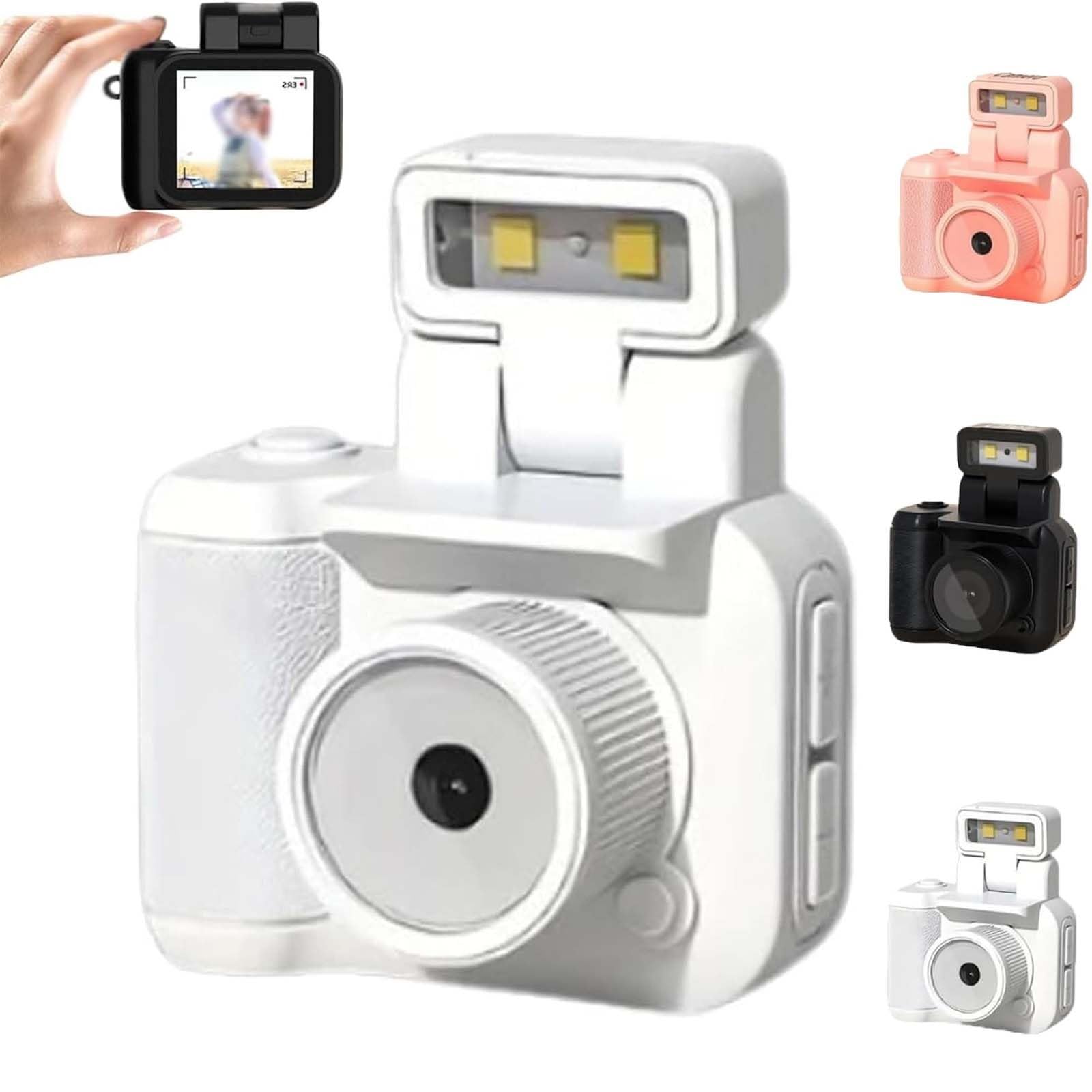 Retro Scope Mini Camera 1080P HD - Portable Vintage Video Recorder with LED Flash, 128GB Memory, Easy to Use (White) - Perfect for Travel Vlogging, Home Movies & Nostalgic Photography