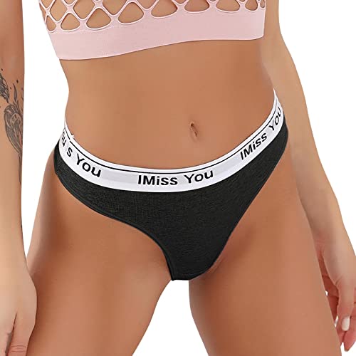 Women's Cotton Seamless Low Rise Thong Underwear - Soft Breathable Bikini Panties for Everyday Comfort (Black, Size S) | Perfect for Yoga, Workout & Daily Wear