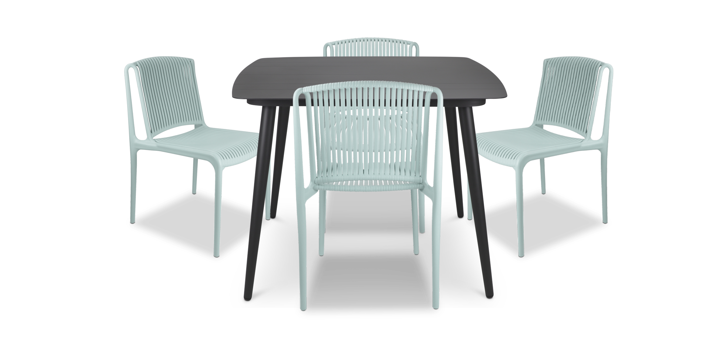 Amalfi Square 5-Piece Outdoor Dining Set in Gunmetal with UV-Resistant Plastic Chairs (PP) - Perfect for Patio, Garden, and Backyard Entertaining