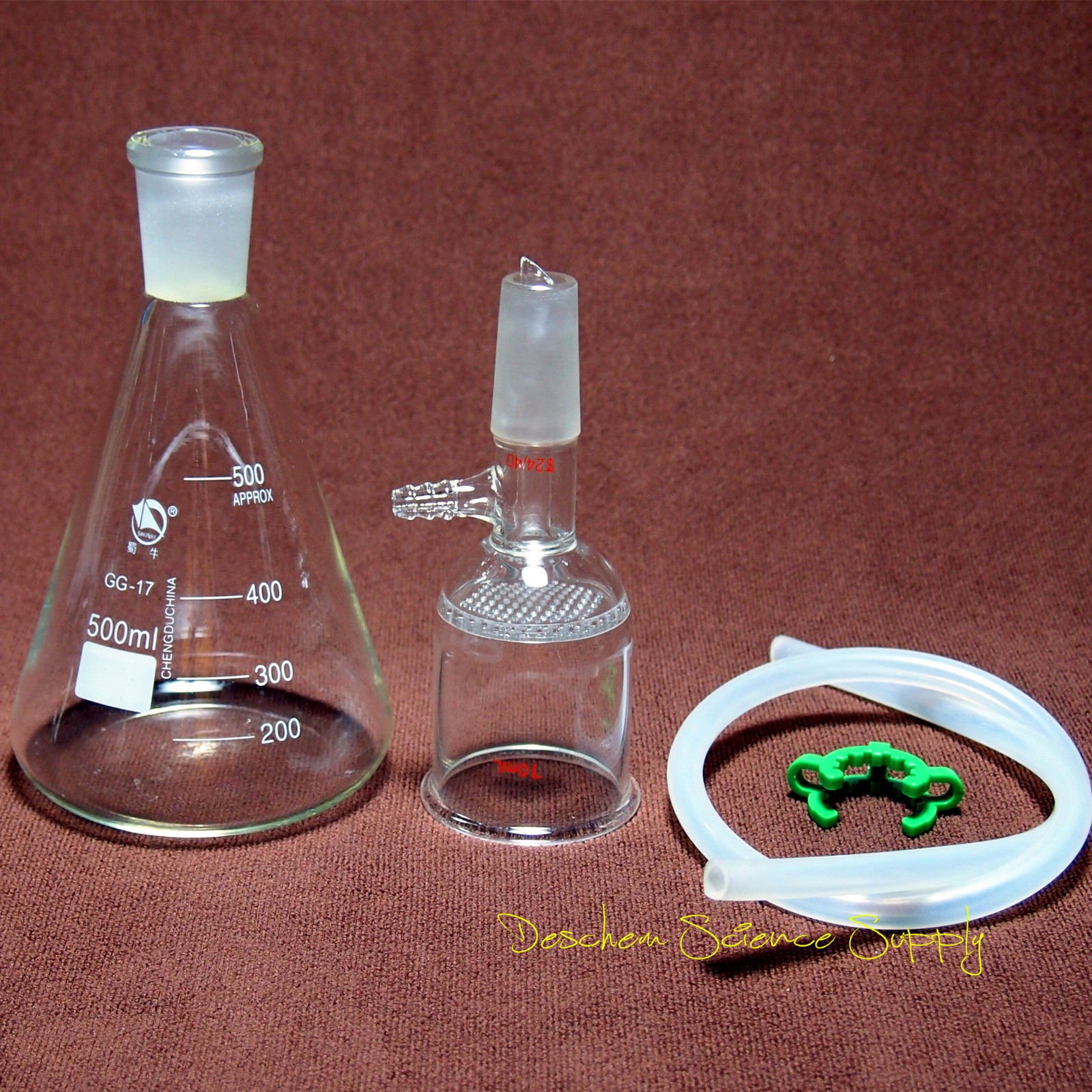 500ml 24/40 Suction Filtration Kit with 47mm Buchner Funnel & Glass Flask - Laboratory Grade Filtration System for Chemistry Experiments & Scientific Research