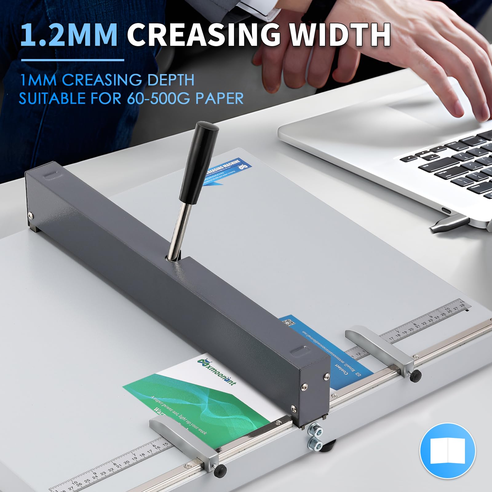 MXMoonant Manual Paper Creasing Machine with 2 Adjustable Blocks & Dual-Scale Ruler - Perfect for Cardstock, Invitations, and DIY Craft Projects (Metric/Imperial Measurements)