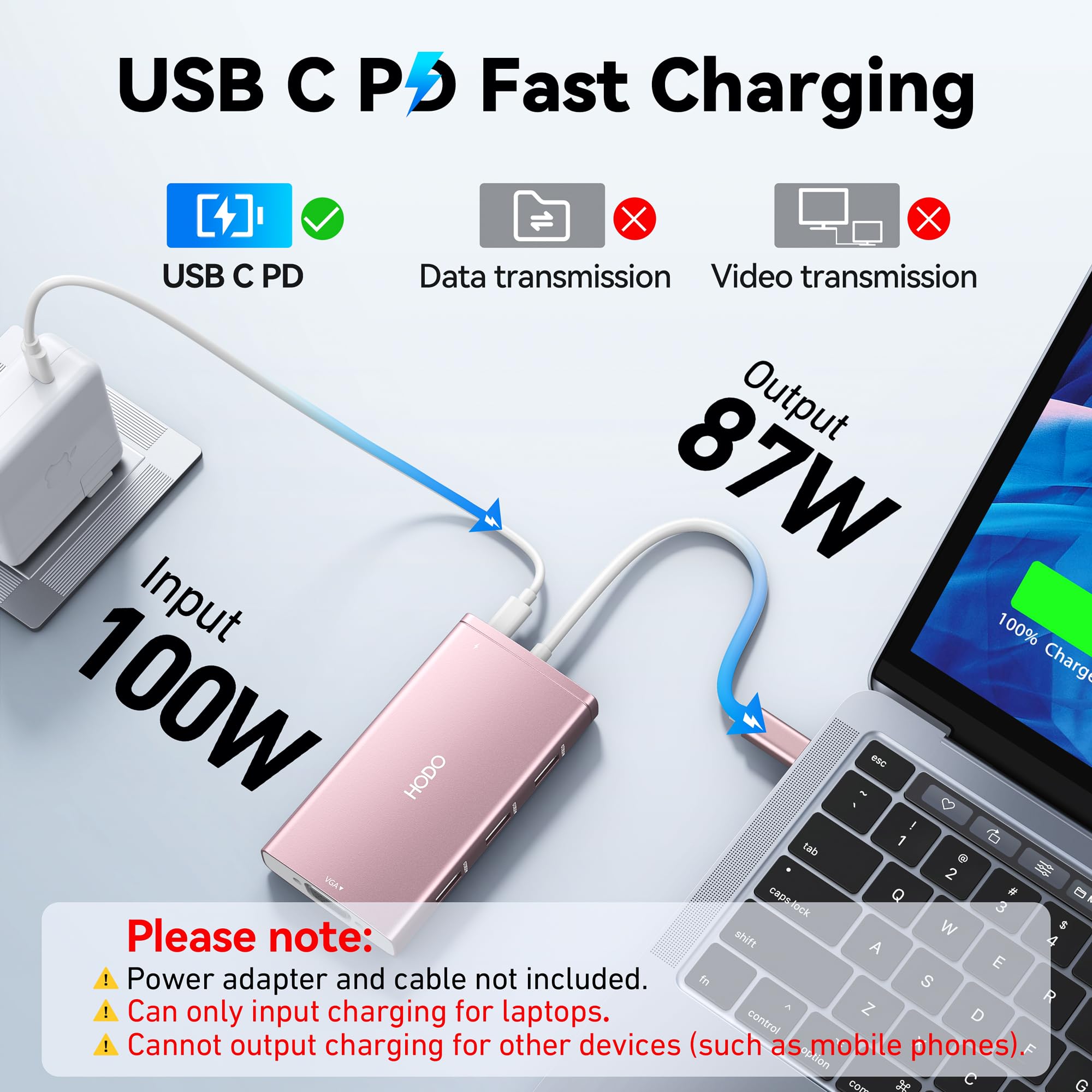 8-in-1 USB C Docking Station for Dell/HP Laptops - Dual/Quad Monitor Adapter with 4K HDMI, DisplayPort, VGA, 3x USB 2.0 Ports & 100W PD - Perfect for Home Office, Gaming & Multi-Screen Productivity