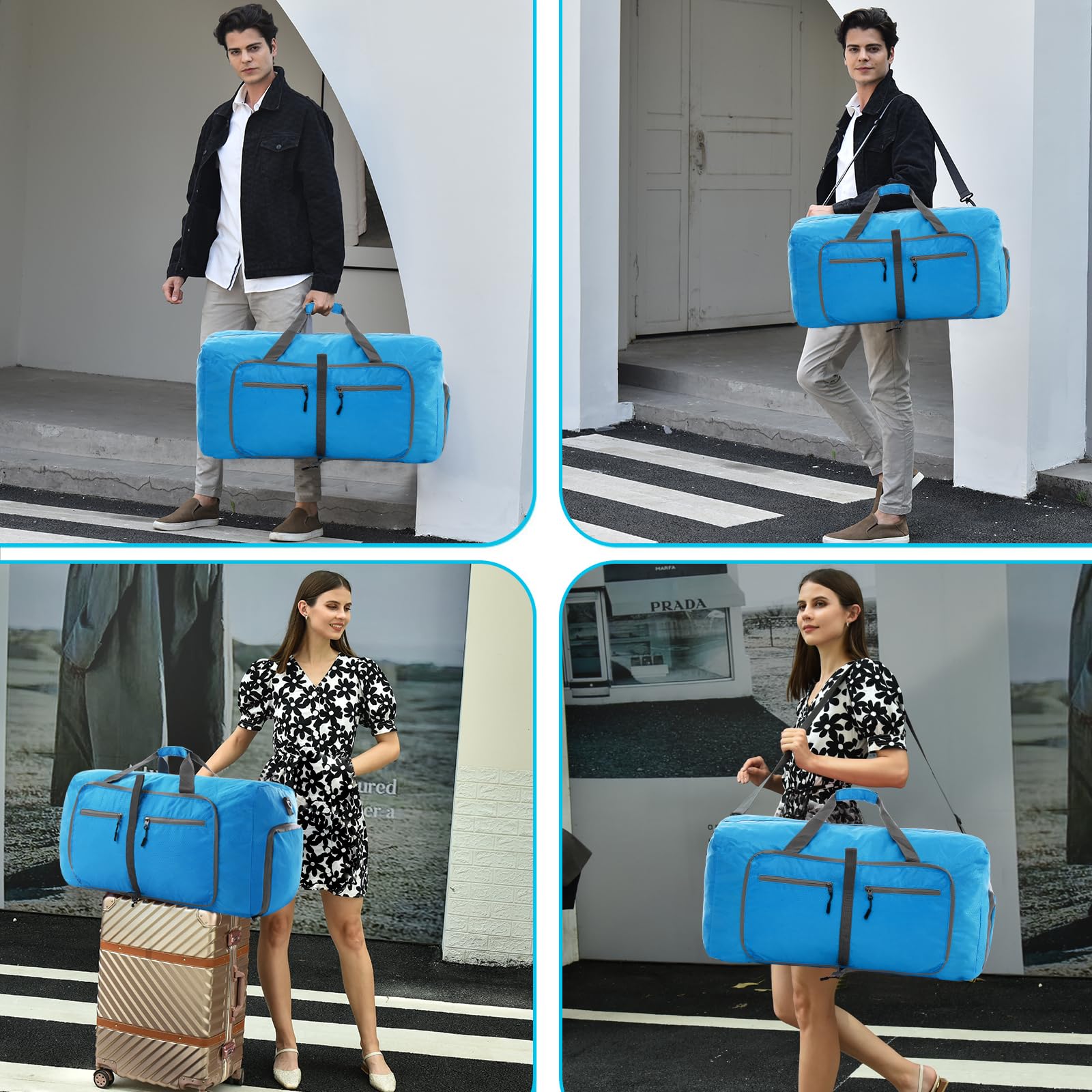 Felipe Varela Duffle Bag with Shoes Compartment & Adjustable Strap - Foldable Waterproof Travel Duffel Bag for Men & Women - Perfect for Gym, Weekend Trips & Air Travel