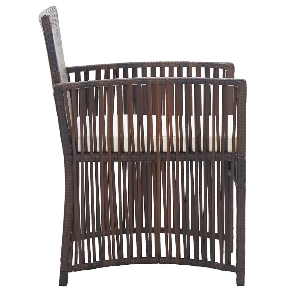 SKM 2-Piece Brown Poly Rattan Patio Armchairs with Cushions - Outdoor Garden, Poolside, and Balcony Furniture Set for Relaxing