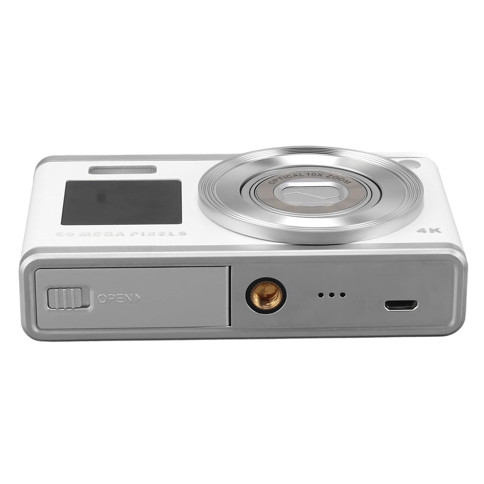 60MP 4K Digital Camera with Dual-Screen & Autofocus | 10x Optical Zoom | Anti-Shake | Compact Portable Camera for Travel, Vlogging & Outdoor Photography | Automatic Shooting Modes (White)