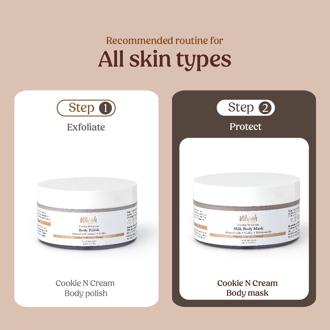 Cookie n Cream Body Mask for Detan & Skin Brightening | Hydrating & Exfoliating Treatment for Smooth, Glowing Skin | Perfect for Spa Days & Self-Care Routines