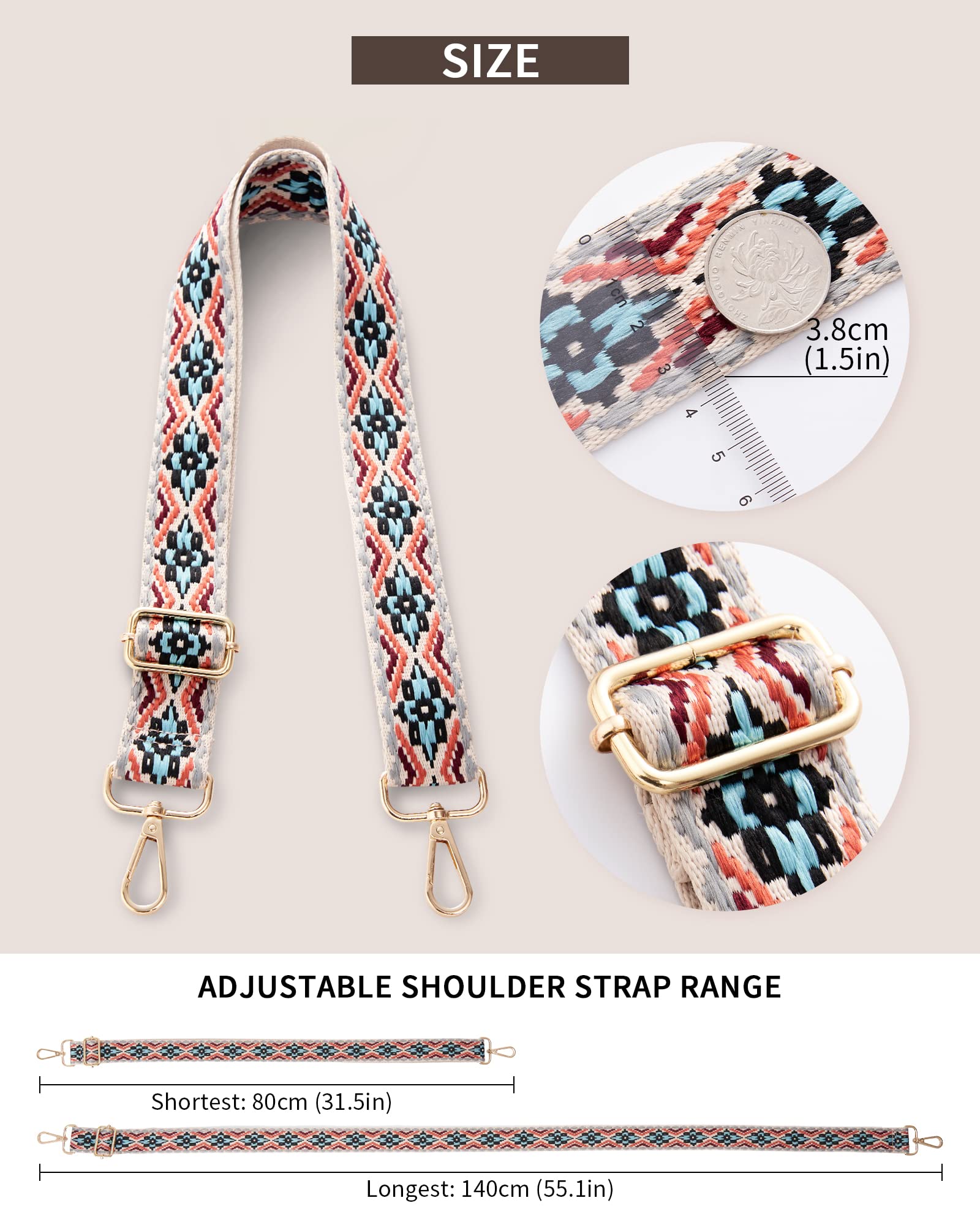 LIVACASA Adjustable Purse Strap Replacement for Women - 1.5