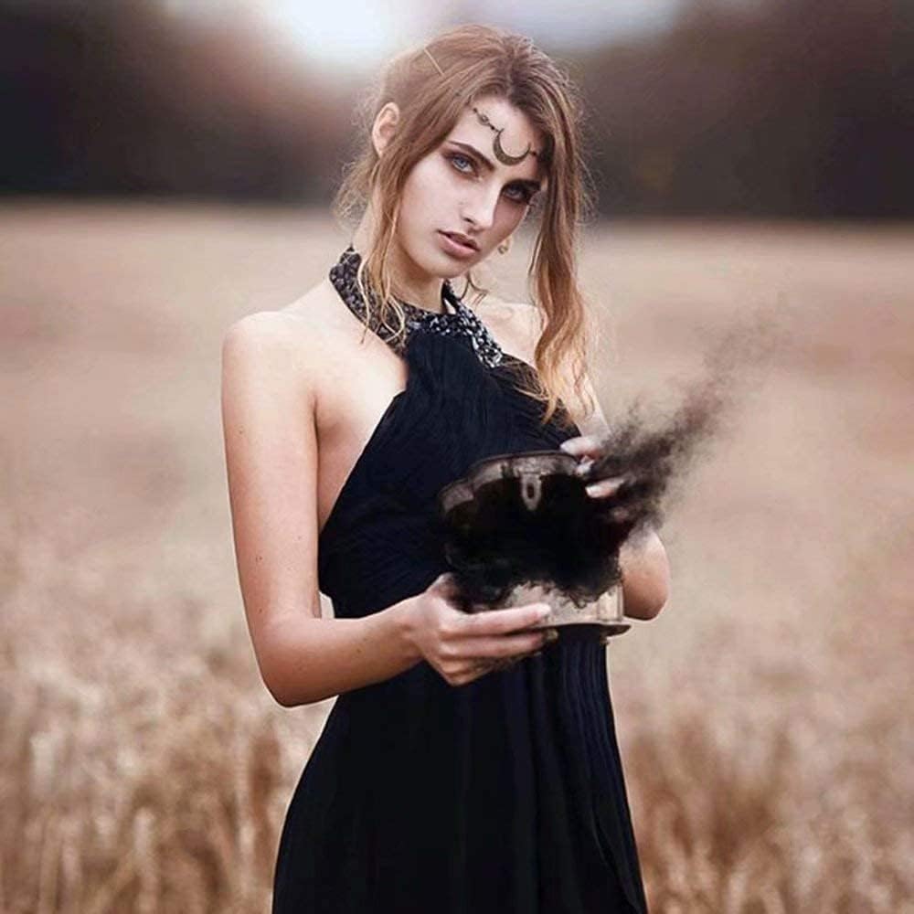 2Pcs Moon Headpiece & Star Bracelet Set - Fairy Crown Hair Chain Witch Jewelry for Women with Gift Box | Perfect for Halloween Costumes, Cosplay, Fantasy Parties and Boho Festival Accessories