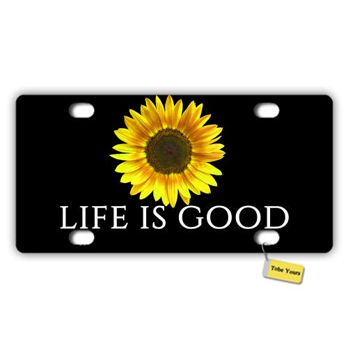 Sunflower Printed Metal License Plate Frame Cover 6x12 Inches - Durable Auto Truck Car Front Tag Holder for Rust Protection & Style - Perfect for Personalizing Vehicles, Gifts, and Outdoor Decor