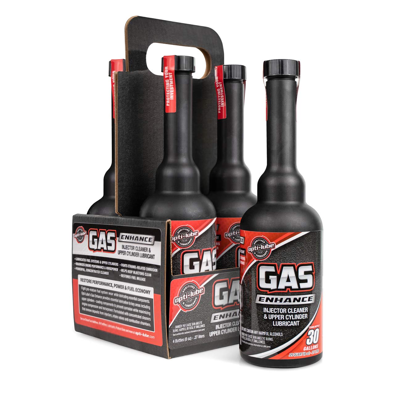 Opti-Lube Gas Enhance Fuel Additive - 8oz Bottles (4 Pack) | Improves Engine Performance & Fuel Efficiency | Ideal for Cars, Trucks & Motorcycles