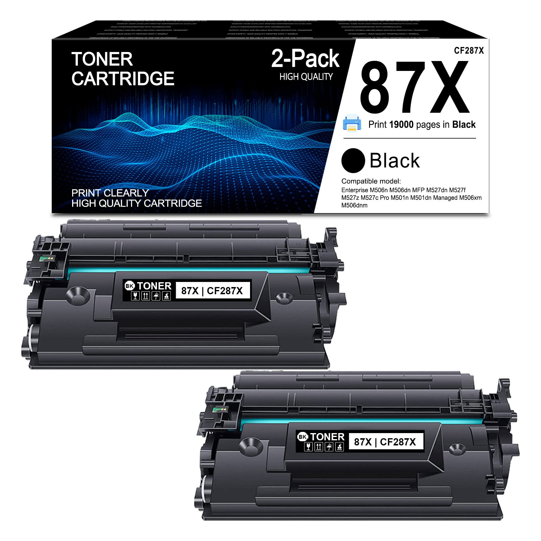 ETECHWORK 2-Pack CF287X Black Toner Cartridge - Compatible with HP Enterprise M506dn M527dn M501dn M527z M527c M506n M501n Printers | High Yield Replacement | Ideal for Office Printing & Large Volume Documents