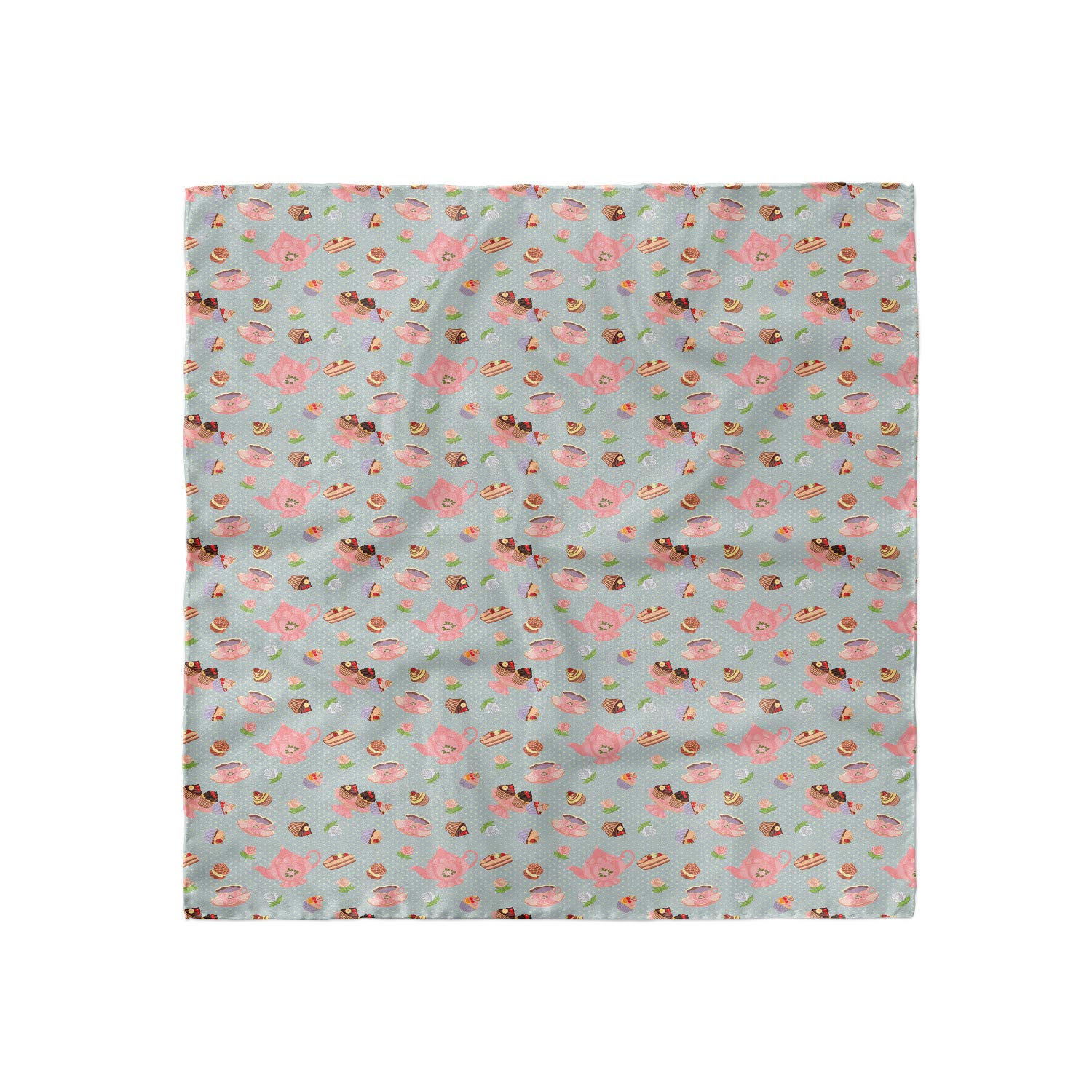 Ambesonne Floral Cupcake Tea Party Hair Scarf - Stylish Head Wrap for Women, Boho Fashion Accessory - Perfect for Tea Parties, Bridal Showers, and Everyday Wear