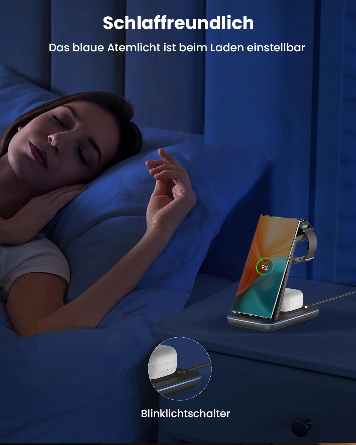 3 in 1 Wireless Charger Stand for Samsung Galaxy S25/S24/S23 Ultra/Z Flip/Fold, Watch 7/6/5 Pro/4/3 & Buds 2 Pro - Fast 18W Charging Station with Adapter - Perfect for Bedside, Office & Travel Use